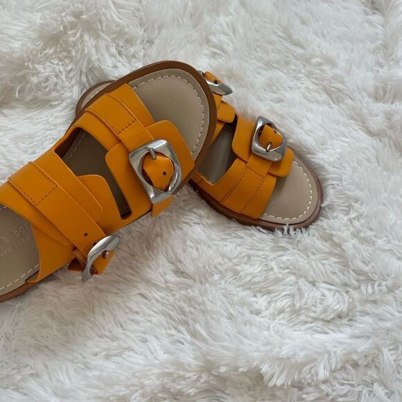 New Rag & Bone Trinity slide leather sandals Orange - Picture 6 of 8